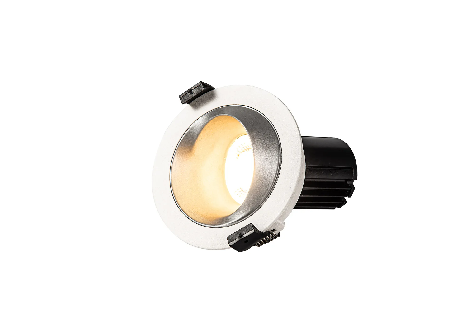DM201150  Bonia 10 Dimmable Tridonic 10W 688lm 2700K 12°, White/Silver 27° Angled Round Downlight , NO DRIVER REQUIRED, 5yrs Warranty